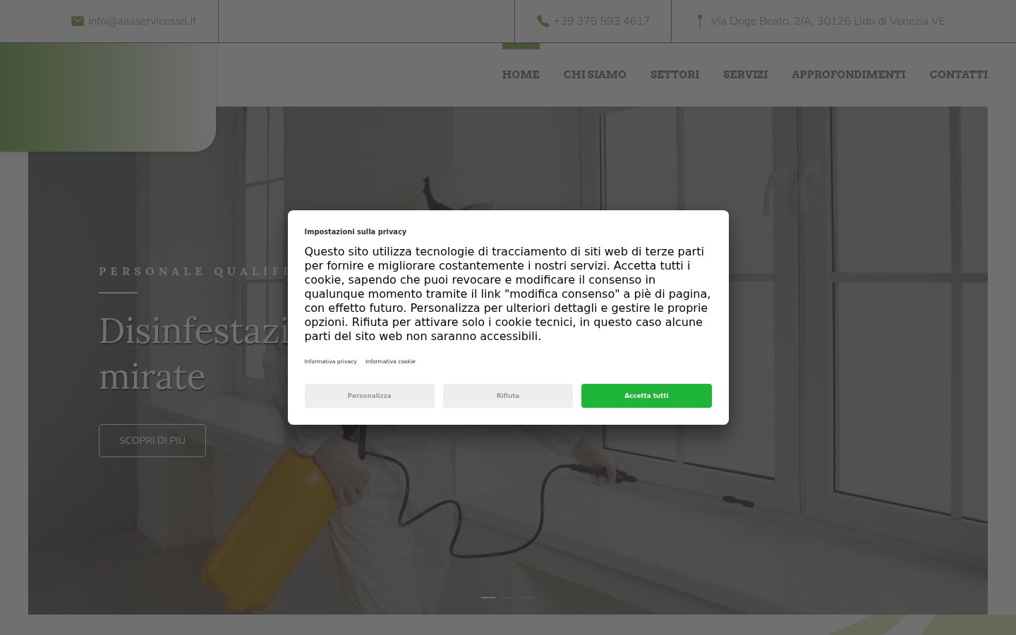 Captura de ecrã do banner de consentimento apresentado antes de qualquer interação