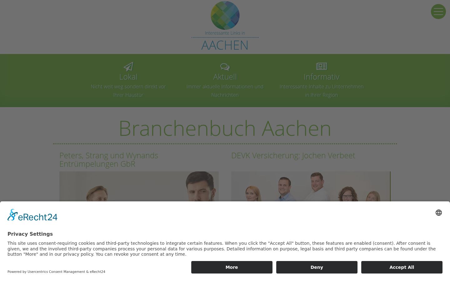 Screenshot des Einwilligungsbanners vor jeglicher Interaktion