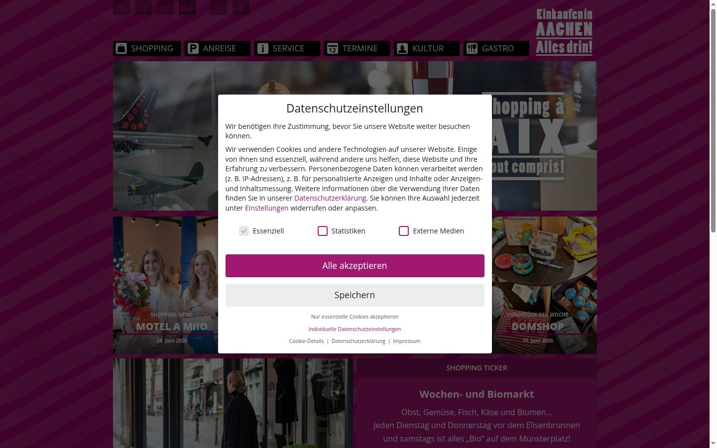 Screenshot del banner di consenso mostrato prima di qualsiasi interazione