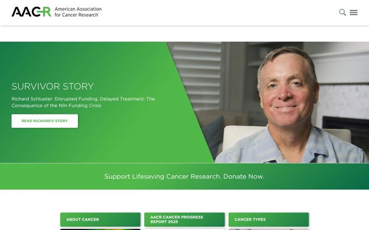 Screenshot ta' aacr.org