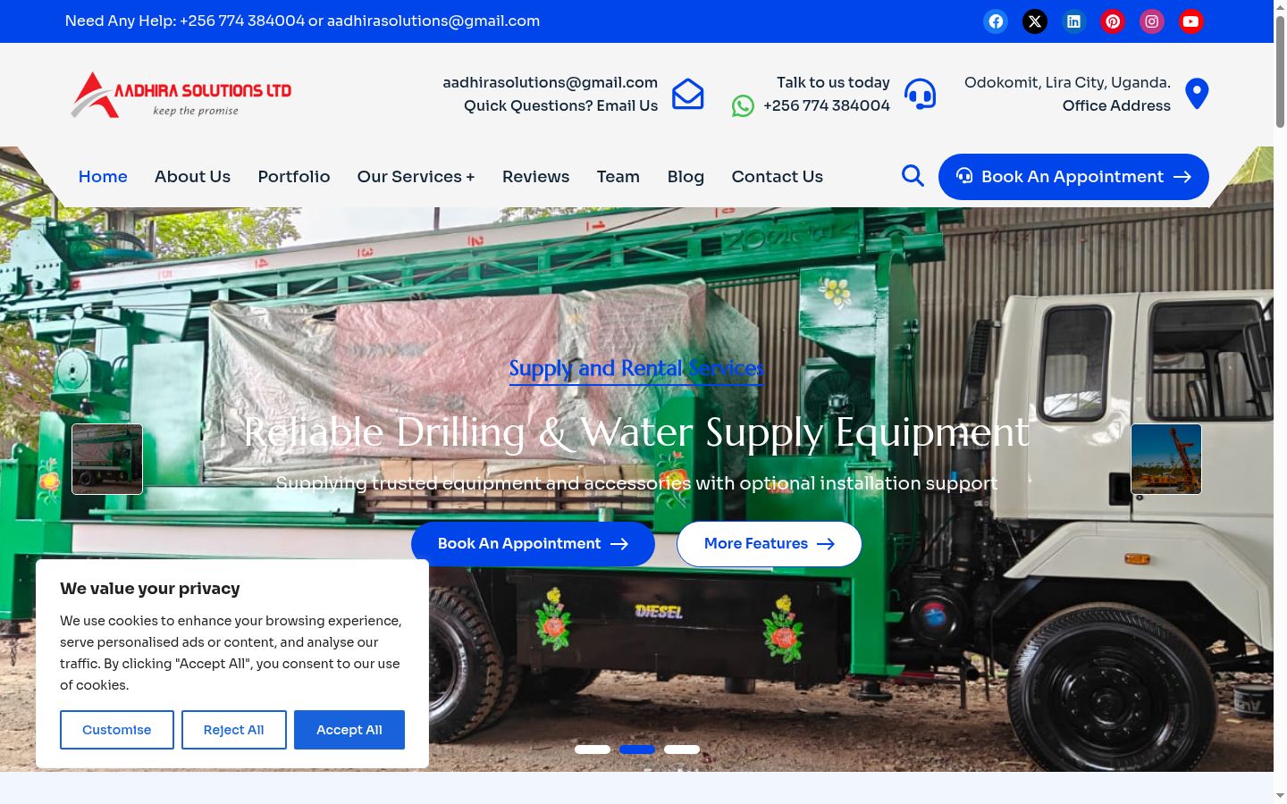 Screenshot del banner di consenso mostrato prima di qualsiasi interazione