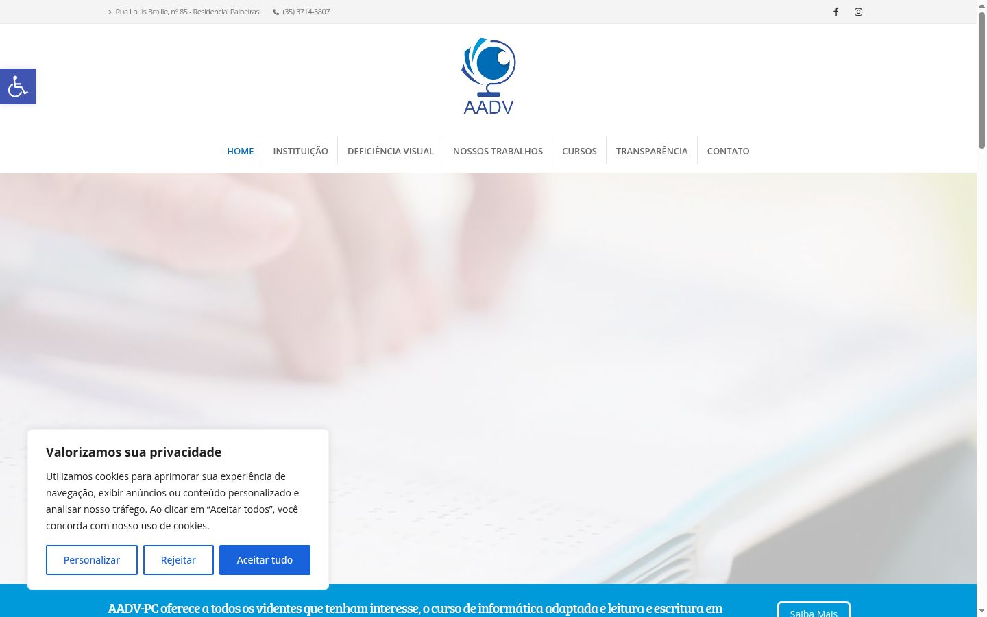 Screenshot del banner di consenso mostrato prima di qualsiasi interazione