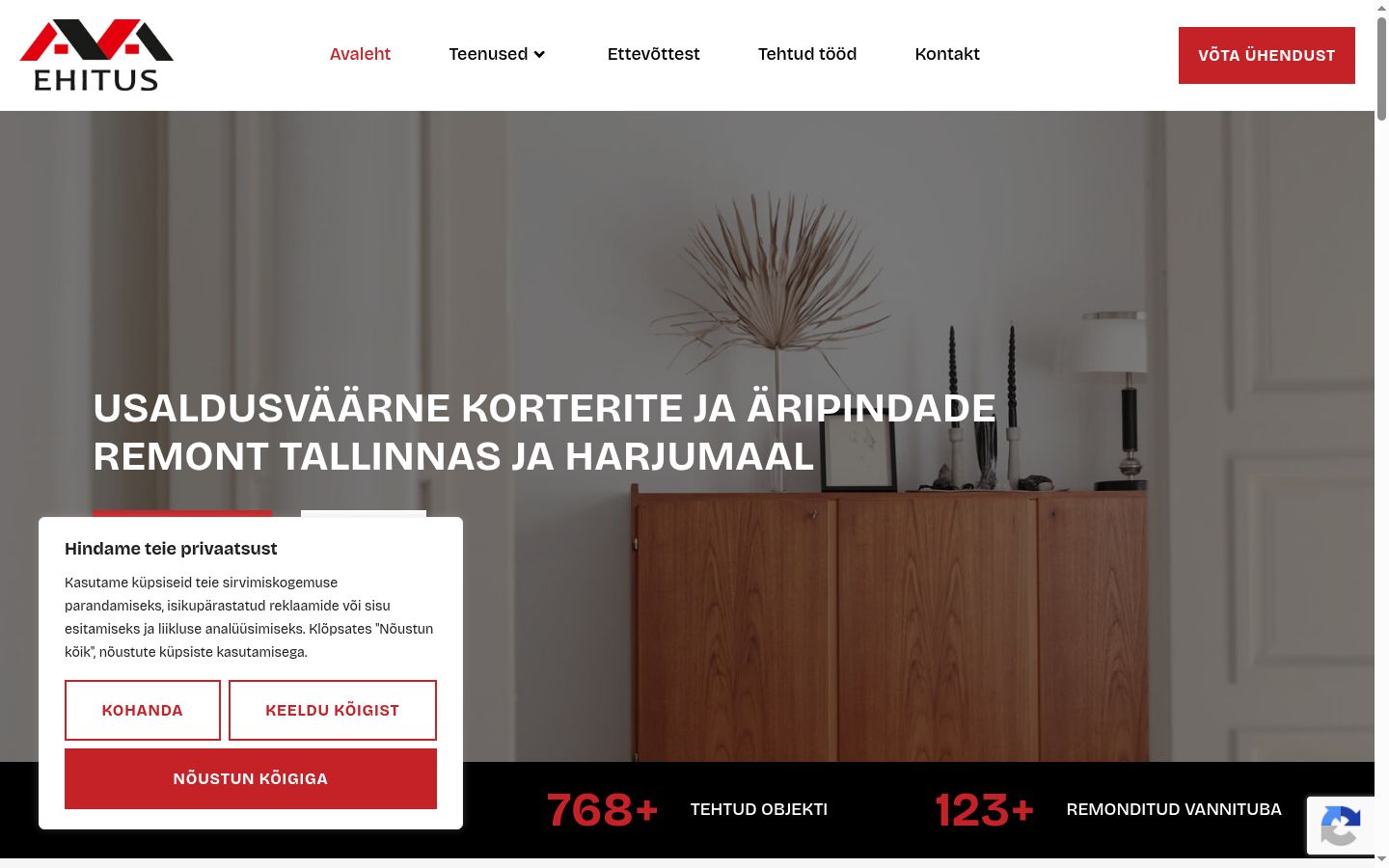 Ekraanipilt nõusolekubännerist, mida näidati enne mis tahes suhtlust