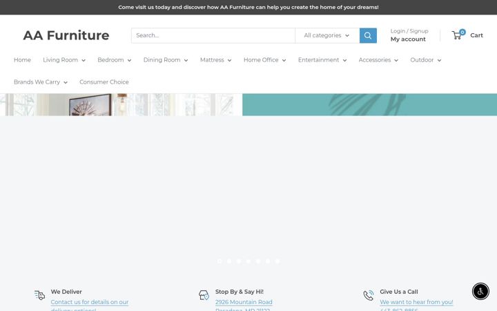 Screenshot of aafurnituremd.com