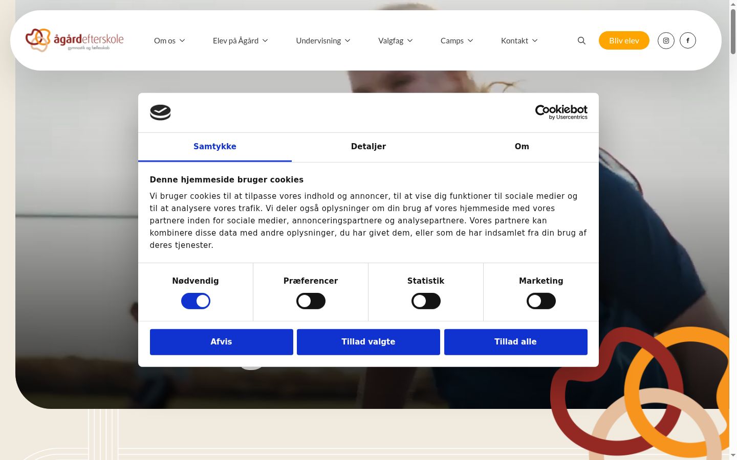 Captura de ecrã do banner de consentimento apresentado antes de qualquer interação