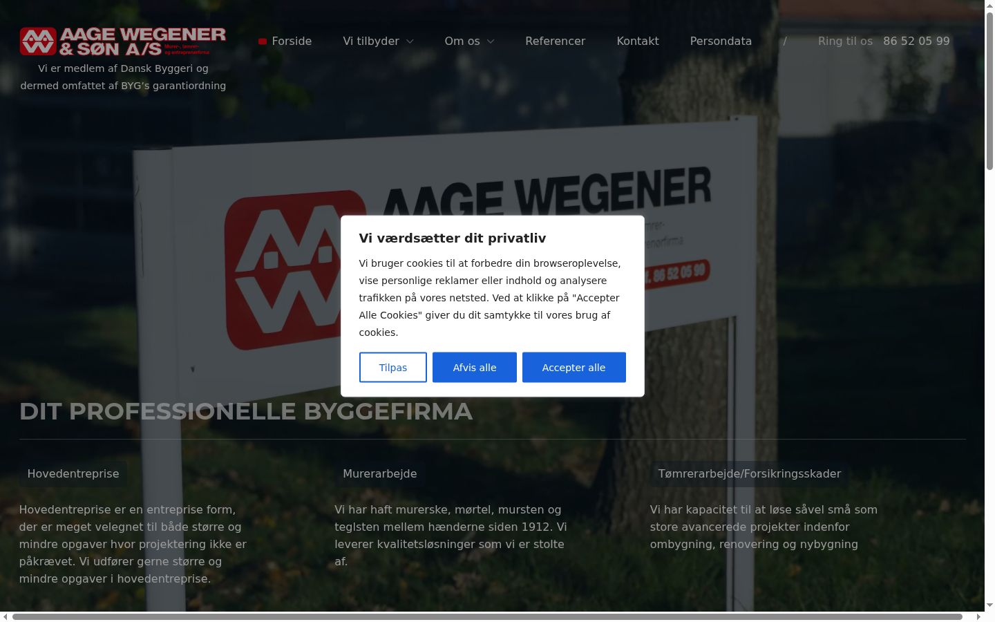Captura de ecrã do banner de consentimento apresentado antes de qualquer interação