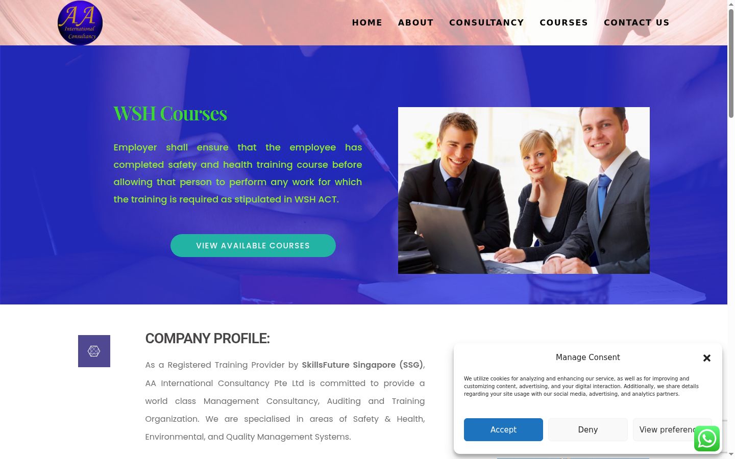 Screenshot of the consent banner shown before any interaction