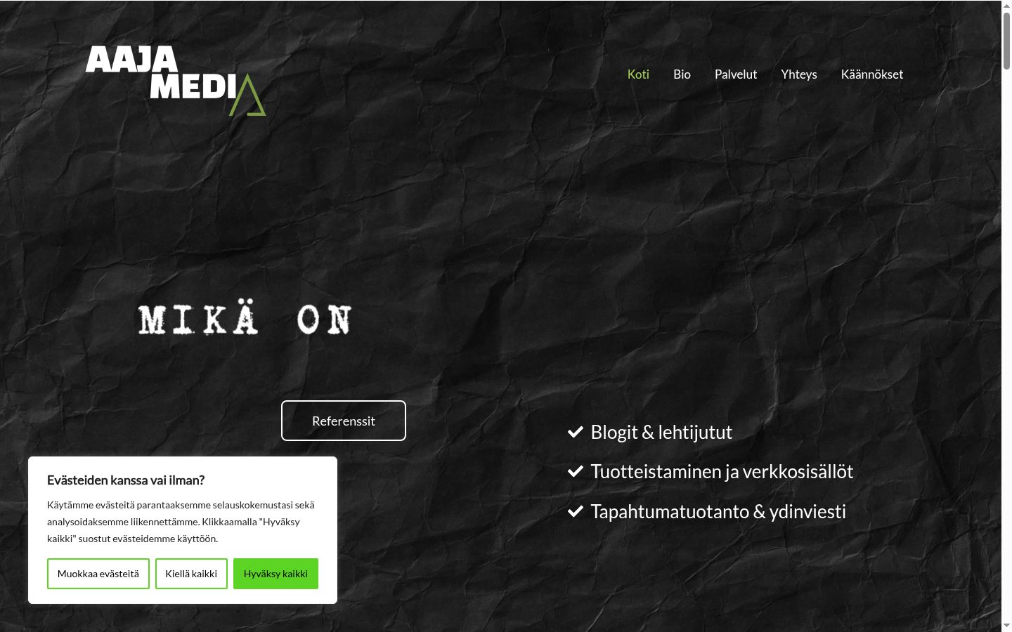 Screenshot of the consent banner shown before any interaction