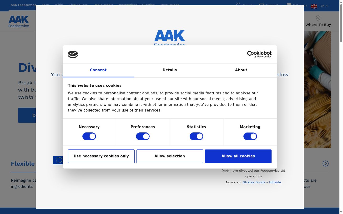 Screenshot of the consent banner shown before any interaction