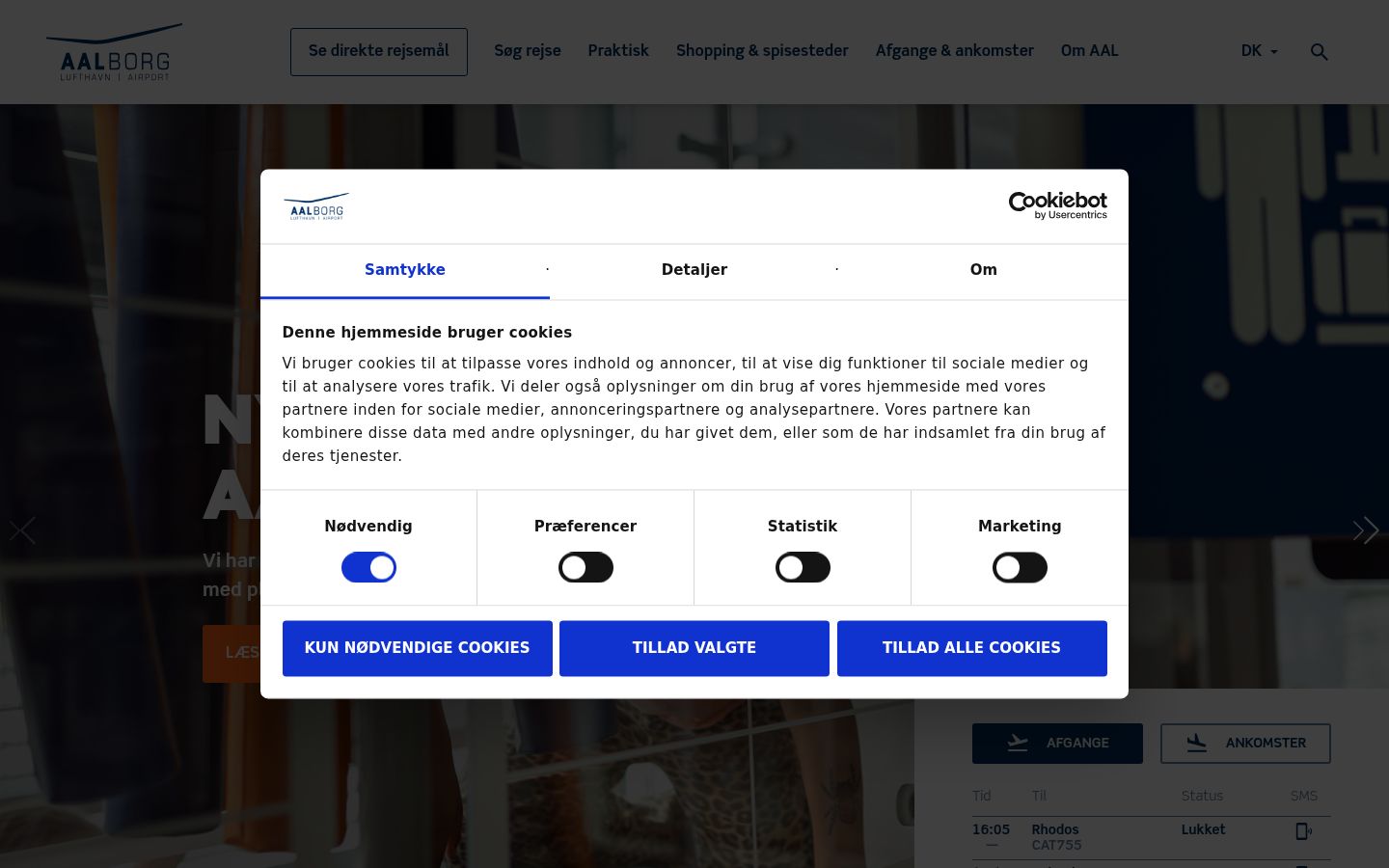 Skärmbild av samtyckesbannern som visades före någon interaktion