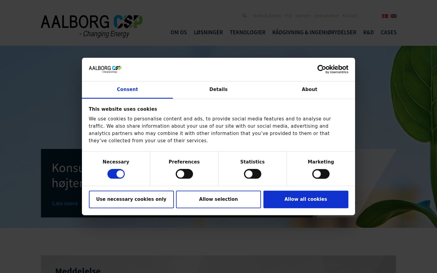 Captura de ecrã do banner de consentimento apresentado antes de qualquer interação