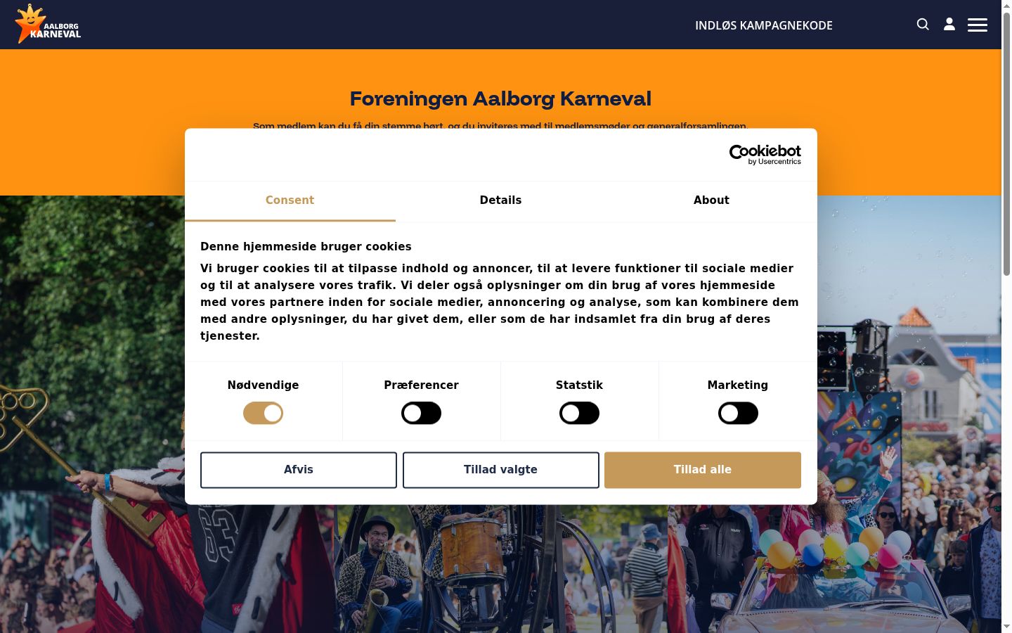 Screenshot des Einwilligungsbanners vor jeglicher Interaktion