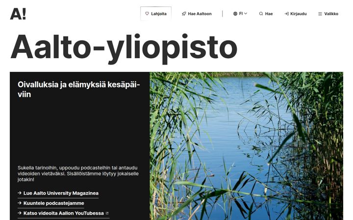 Captura de ecrã de aalto.fi