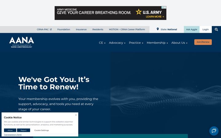 Screenshot of aana.com
