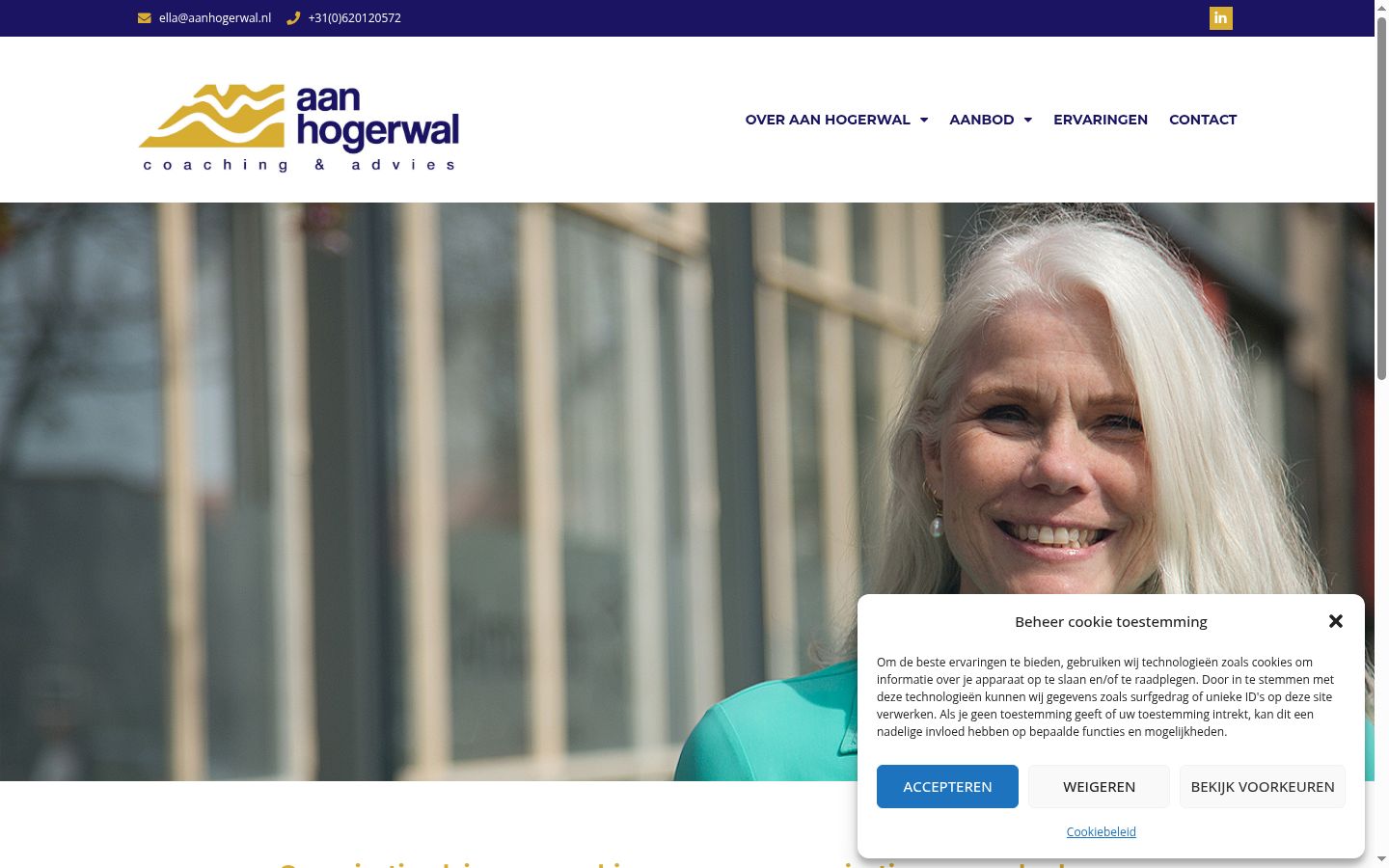 Captura de ecrã do banner de consentimento apresentado antes de qualquer interação
