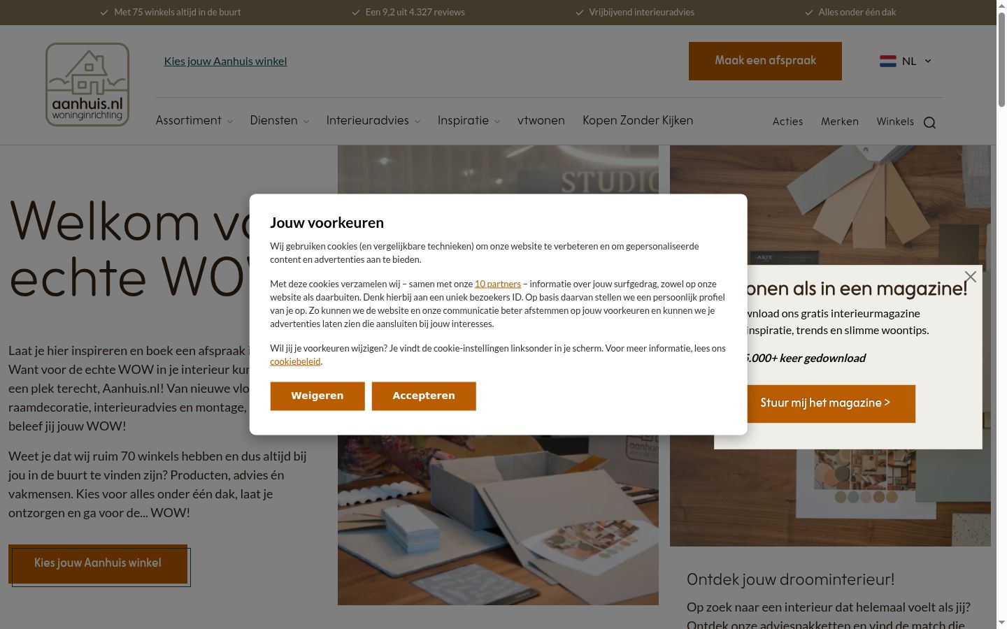 Screenshot del banner di consenso mostrato prima di qualsiasi interazione