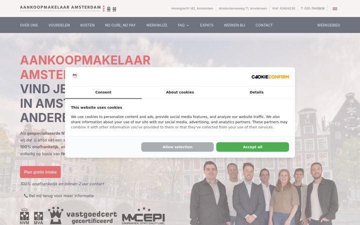 Captură de ecran a aankoopmakelaaramsterdam.nl
