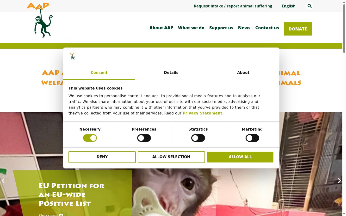 Screenshot of the consent banner shown before any interaction