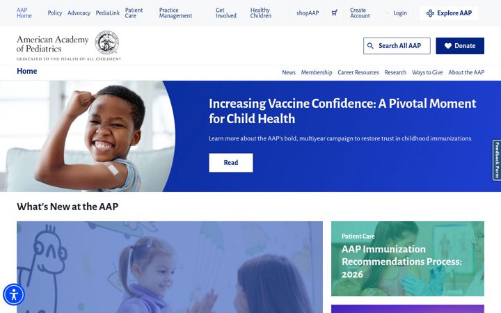 Screenshot of aap.org