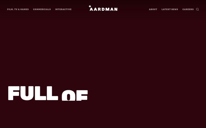 Screenshot of aardman.com