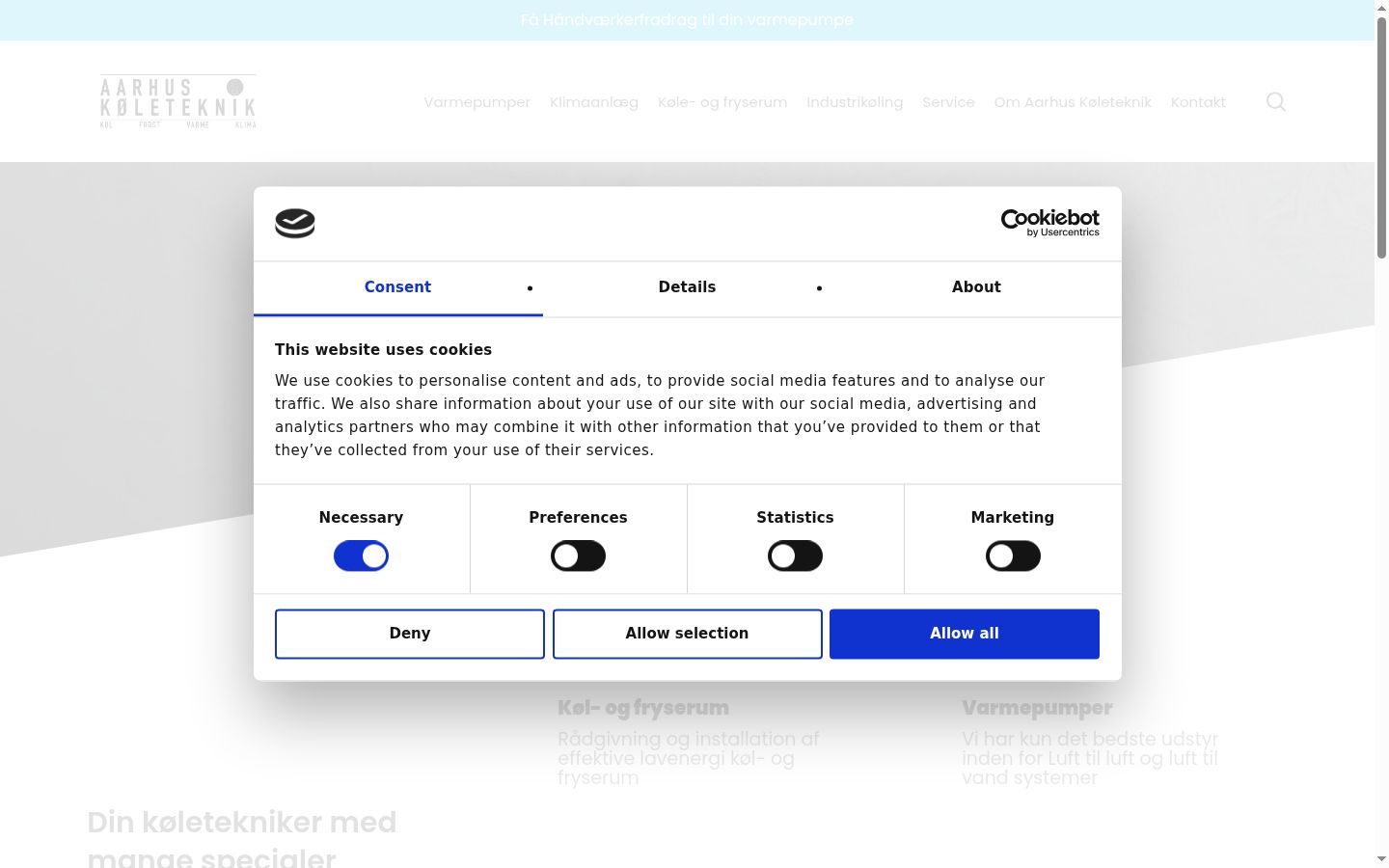 Screenshot of the consent banner shown before any interaction