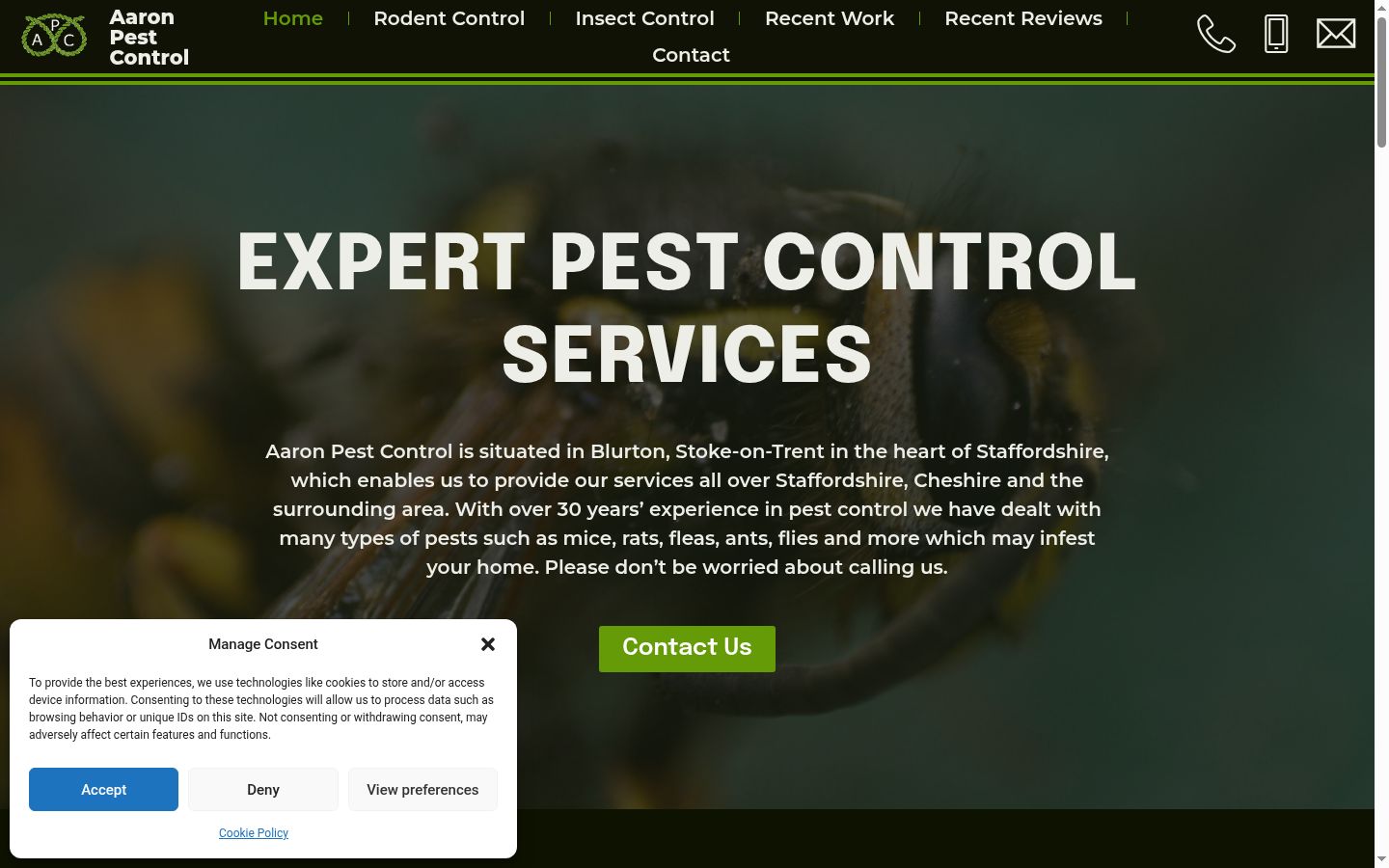 Screenshot of the consent banner shown before any interaction