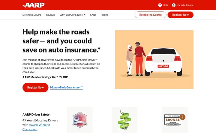 Screenshot of aarpdriversafety.org