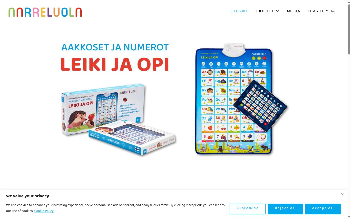 Ekrānuzņēmums ar piekrišanas baneri, kas tika rādīts pirms jebkādas mijiedarbības