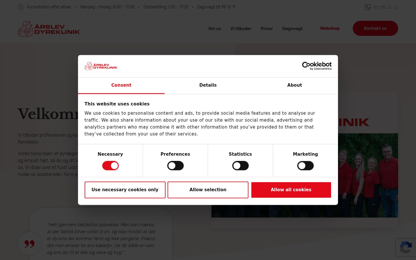 Screenshot of the consent banner shown before any interaction