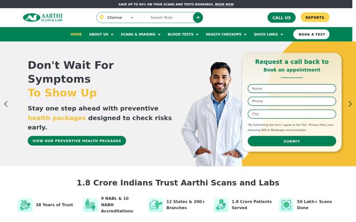 Screenshot of aarthiscan.com