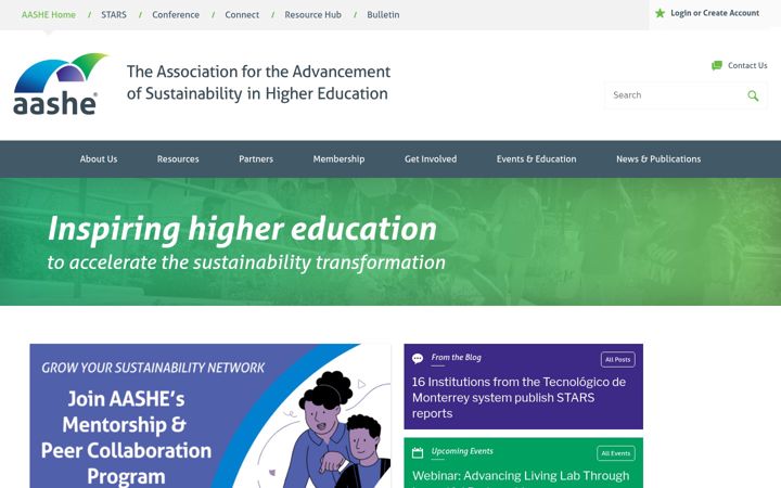 Screenshot of aashe.org