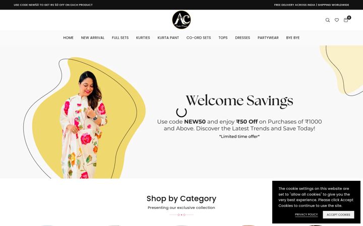 Screenshot von aashvicouture.com