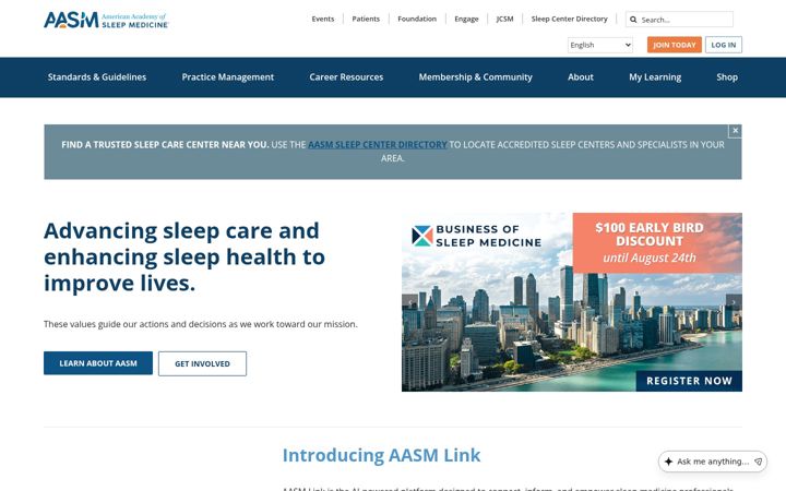 Screenshot of aasmnet.org