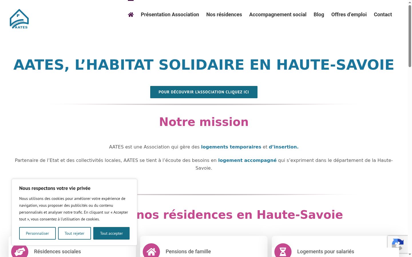 Capture d'écran de la bannière de consentement affichée avant toute interaction