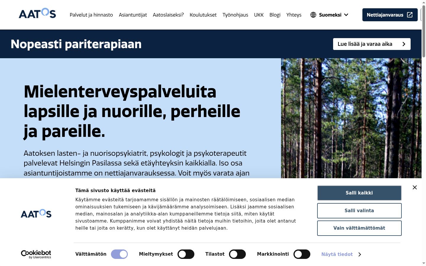 Ekrānuzņēmums ar piekrišanas baneri, kas tika rādīts pirms jebkādas mijiedarbības