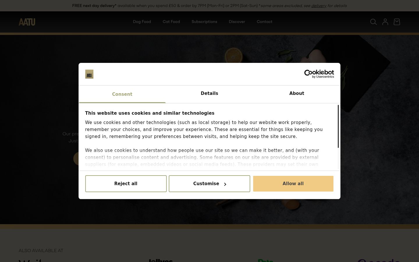 Screenshot van de toestemmingsbanner zoals getoond vóór enige interactie