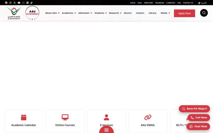Screenshot of aau.ac.ae