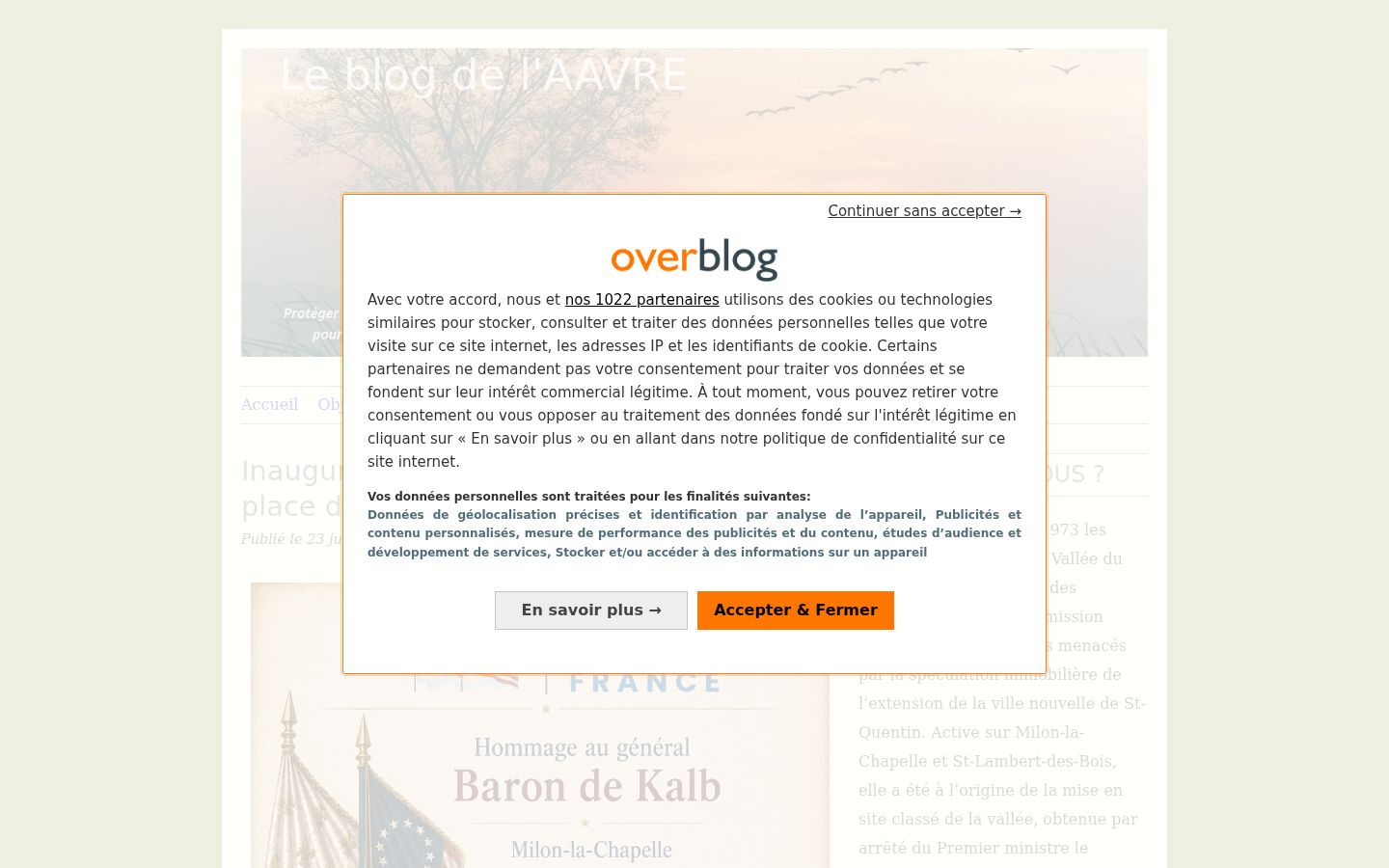 Capture d'écran de la bannière de consentement affichée avant toute interaction