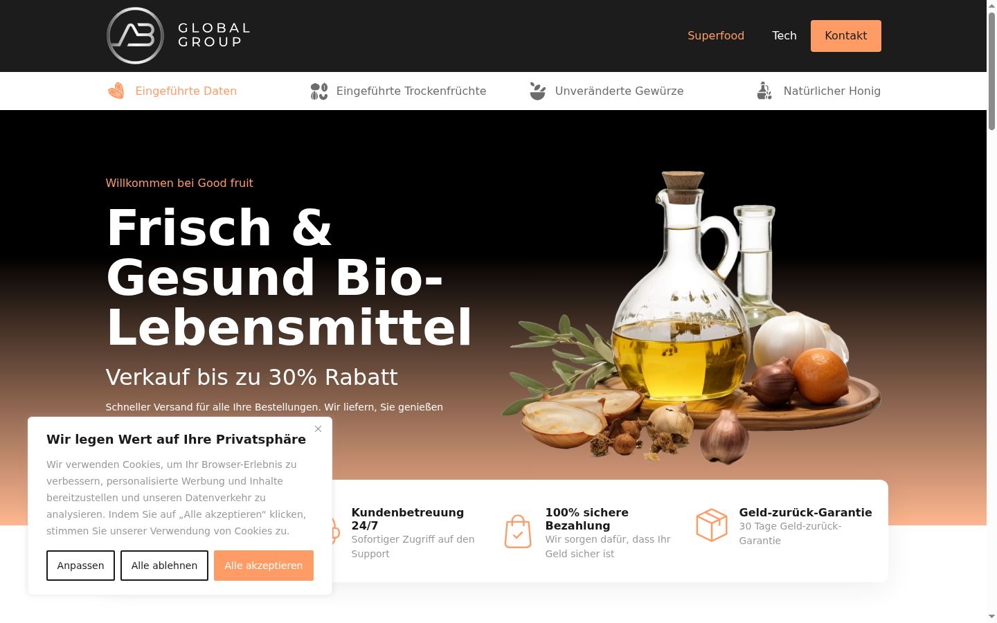 Screenshot del banner di consenso mostrato prima di qualsiasi interazione