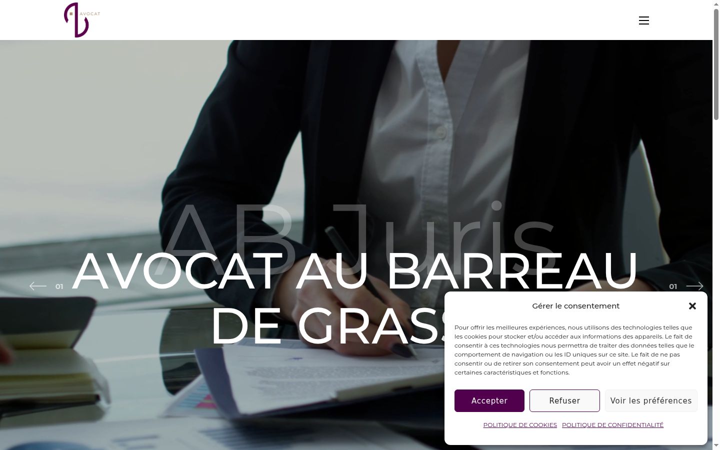 Capture d'écran de la bannière de consentement affichée avant toute interaction