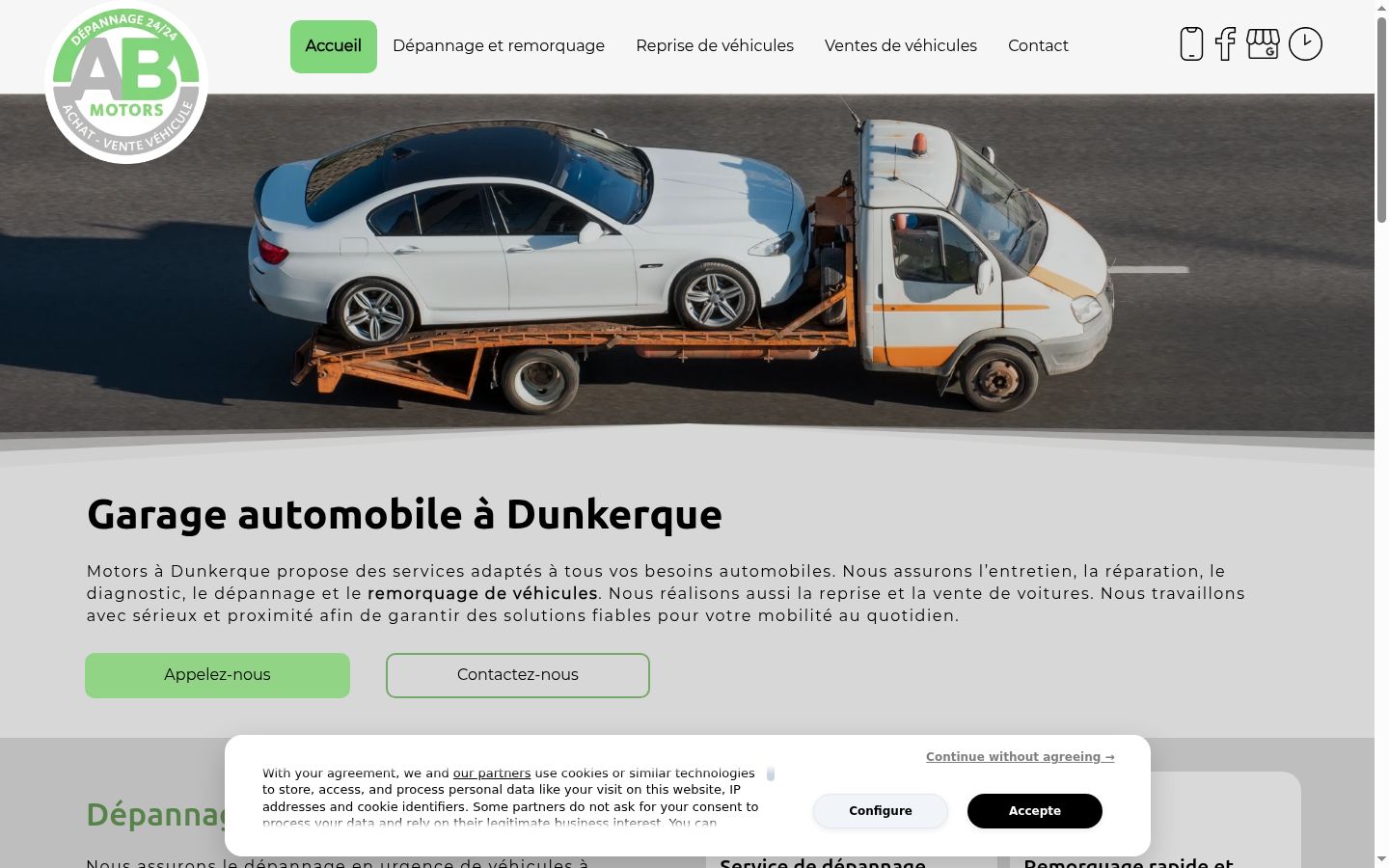 Capture d'écran de la bannière de consentement affichée avant toute interaction