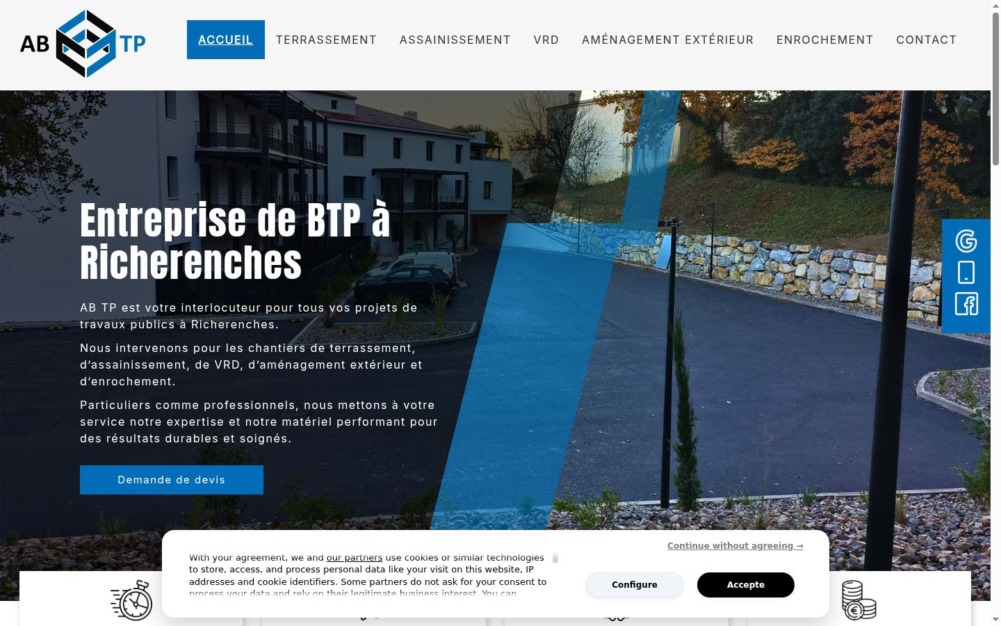 Capture d'écran de la bannière de consentement affichée avant toute interaction