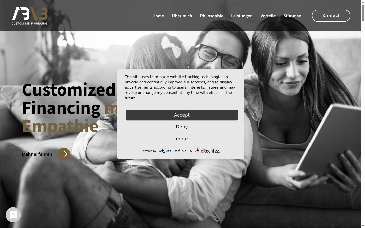 Screenshot of the consent banner shown before any interaction