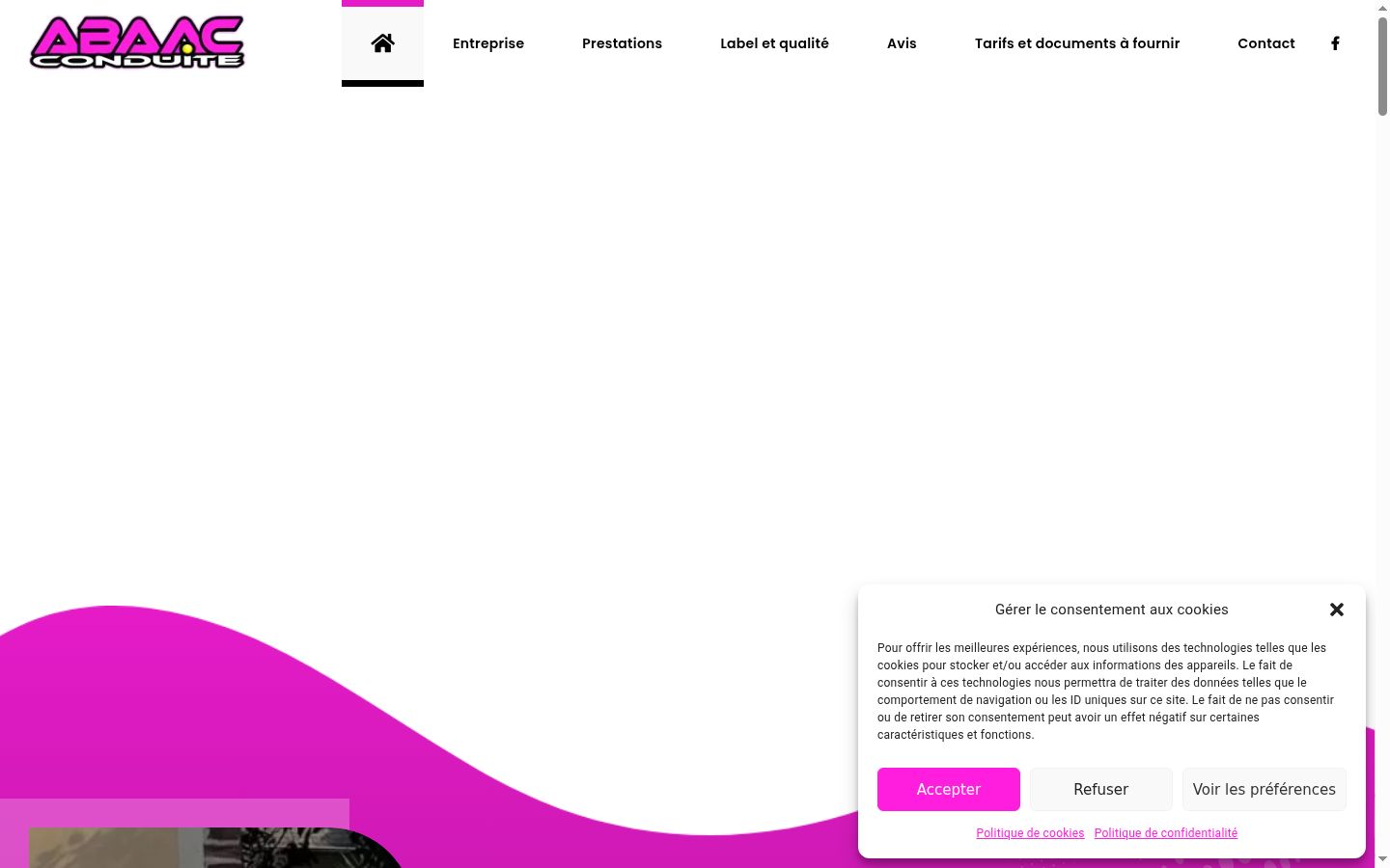Screenshot del banner di consenso mostrato prima di qualsiasi interazione