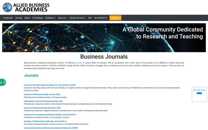 Screenshot of abacademies.org