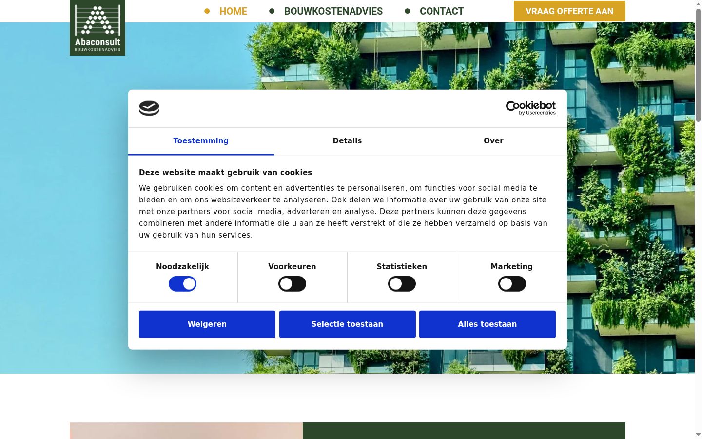Posnetek zaslona pasice za privolitev, prikazane pred kakršno koli interakcijo