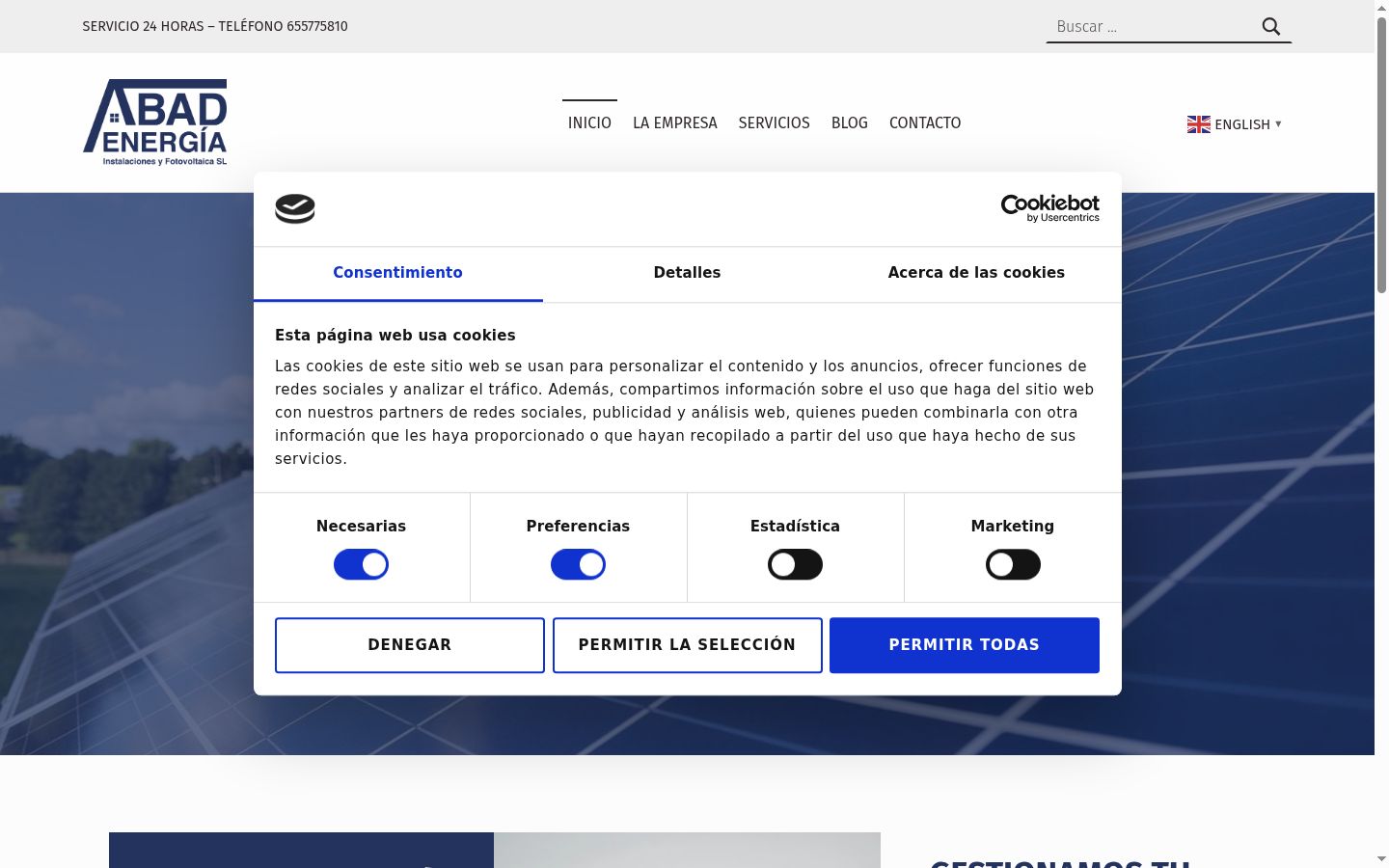 Screenshot of the consent banner shown before any interaction