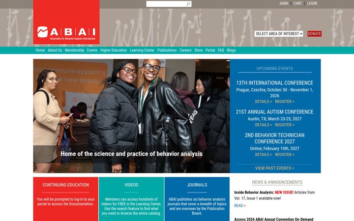 Screenshot of abainternational.org