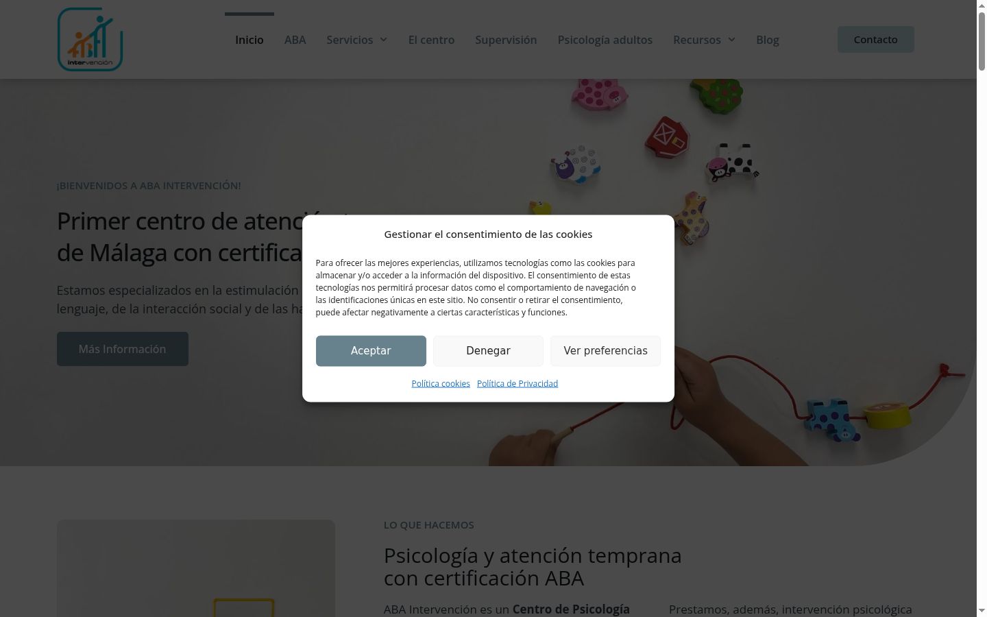 Screenshot of the consent banner shown before any interaction