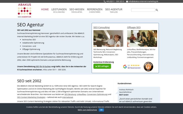 Snimka zaslona za abakus-internet-marketing.de